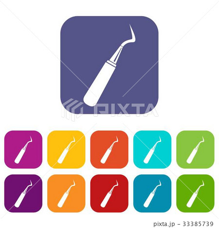 Dental probe icons set flat 33385739