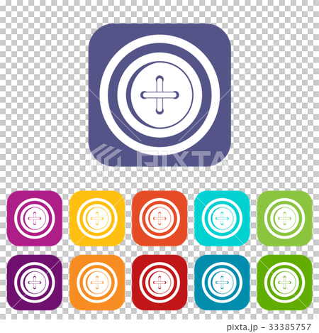 Sewing button with a thread icons set flat 33385757