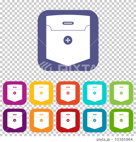 Fashion pocket for shirt icons set flat 33385864