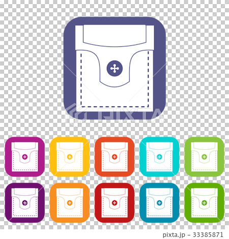 Valve pocket with button icons set flat - Stock Illustration [33385871 ...