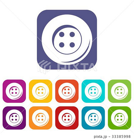 Button for sewing icons set flat 33385998