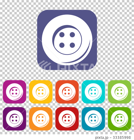 Button for sewing icons set flat 33385998