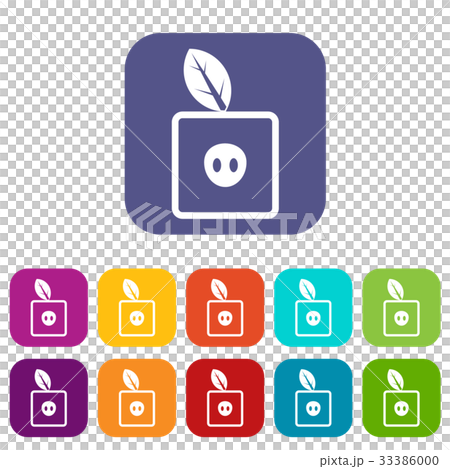 Square apple icons set flat-插圖素材 [33386000] - PIXTA圖庫