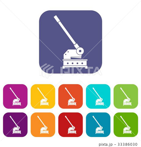 Cutting machine icons set flat 33386030