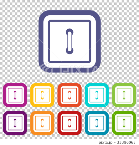Sewn square button icons set flat - Stock Illustration [33386065] - PIXTA