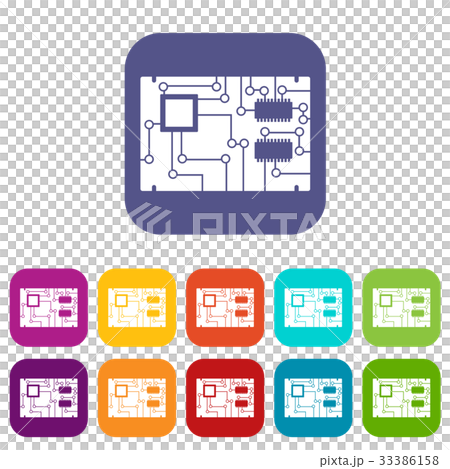 Electronic board icons set flat Electronic board icons set flat 33386158