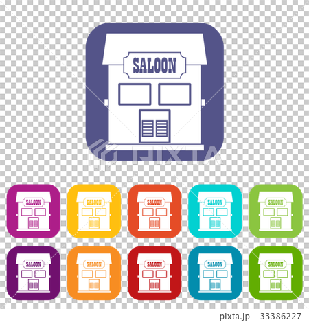 Western saloon icons set flat 33386227