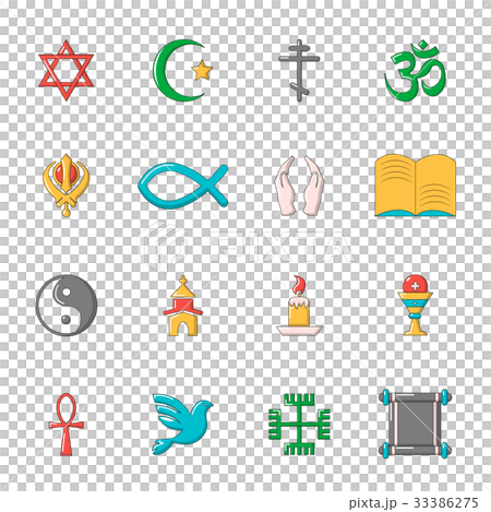 Religion icons set, cartoon style 33386275