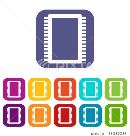 Computer electronic circuit board icons set flat 33386283