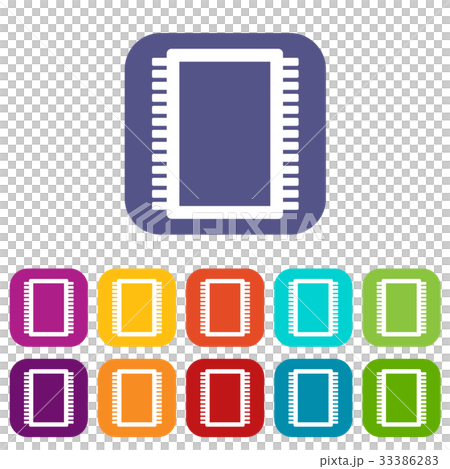 Computer electronic circuit board icons set flat 33386283