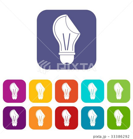 Bulb sticker icons set flat 33386292