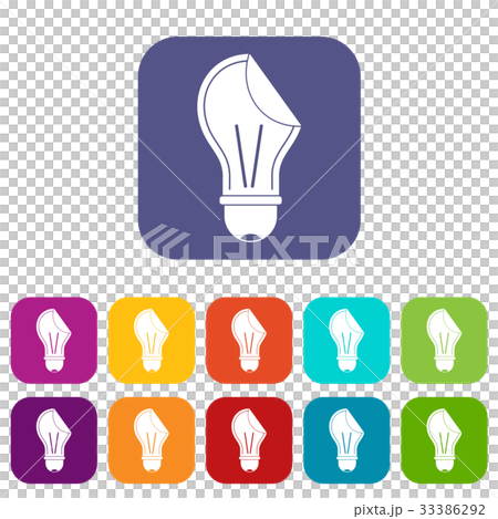 Bulb sticker icons set flat 33386292