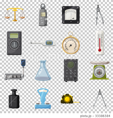Measure precision tools icons set, cartoon style 33386384