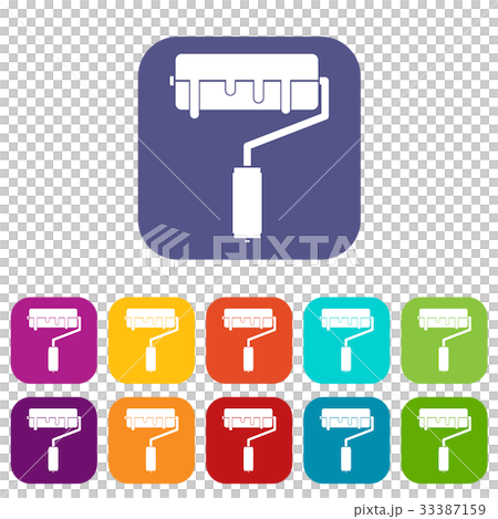 Paint roller with paint icons set 33387159