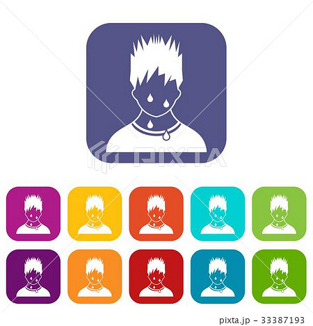 Sweaty man icons set Sweaty man icons set 33387193