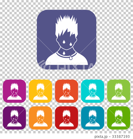 Sweaty man icons set Sweaty man icons set 33387193