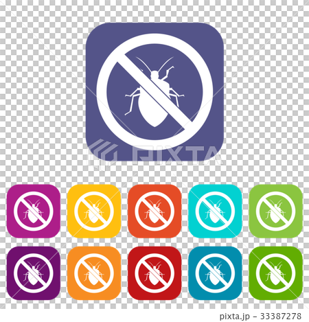 No bug sign icons set 33387278