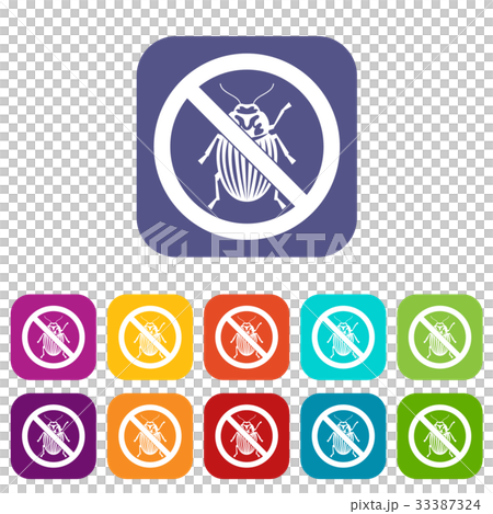 No potato beetle sign icons set No potato beetle sign icons set 33387324