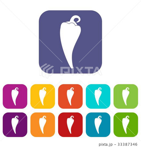 Hot Chili Pepper Icons Setのイラスト素材