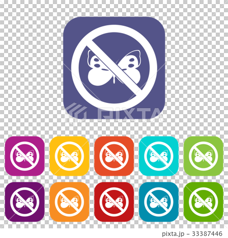 No butterfly sign icons set 33387446