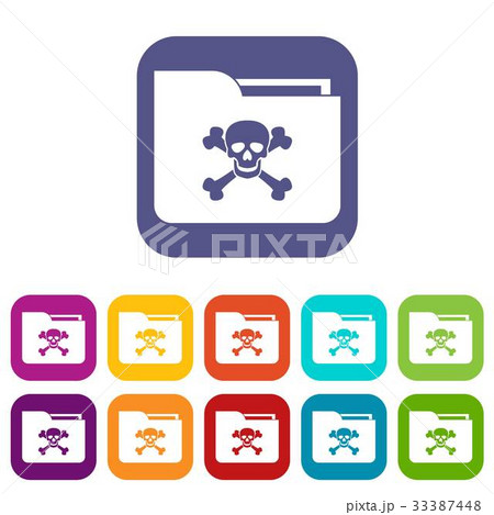File folder with a skull icons set 33387448