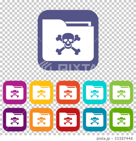 File folder with a skull icons set 33387448