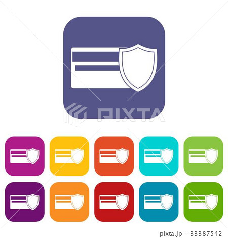 Credit card and shield icons set 33387542