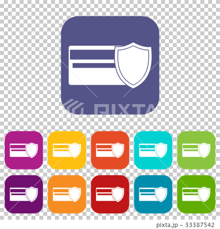 Credit card and shield icons set 33387542