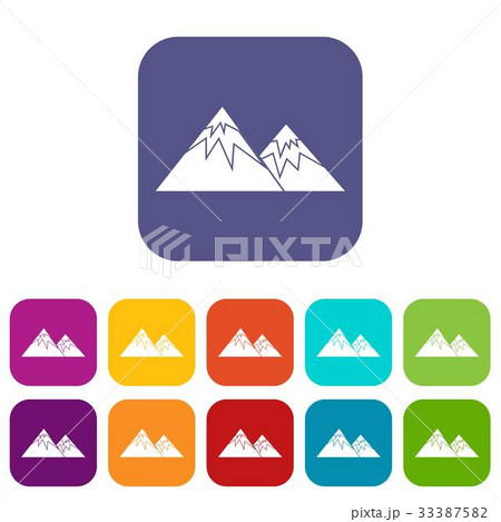 Swiss alps icons set 33387582