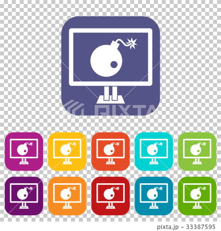 Bomb on computer monitor icons set - Stock Illustration [33387595] - PIXTA