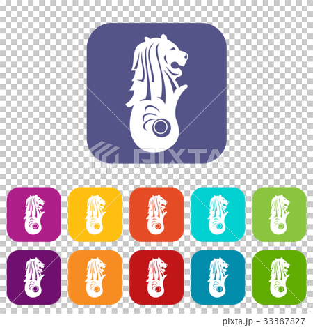 Merlion statue, Singapore icons set Merlion statue, Singapore icons set 33387827