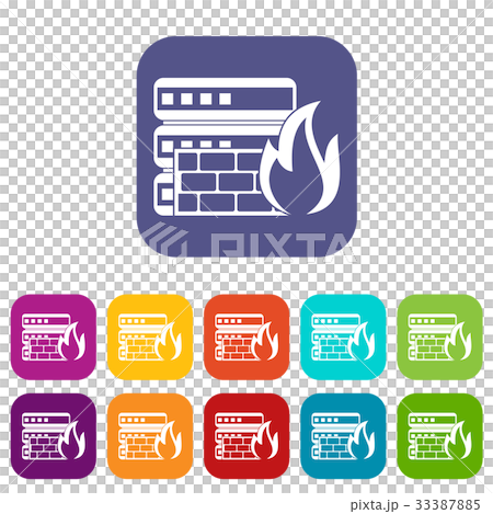Database and firewall icons set 33387885