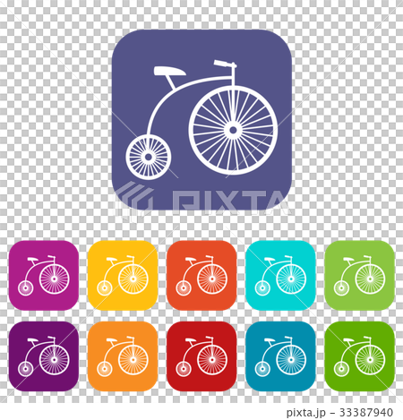 Penny-farthing icons set 33387940