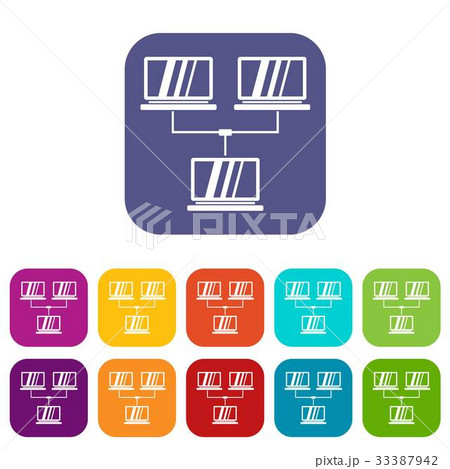 Exchange of data between computers icons set 33387942