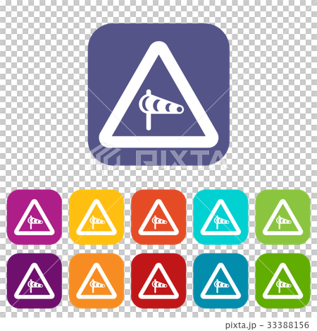 Sign warning about cross wind from the left icons Sign warning about cross wind from the left icons 33388156