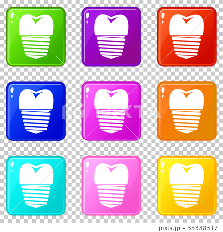 Tooth implant icons 9 set - Stock Illustration [33388317] - PIXTA