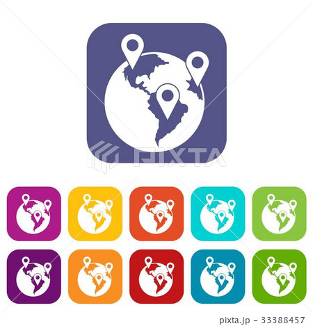 Globe and map pointers icons set Globe and map pointers icons set 33388457