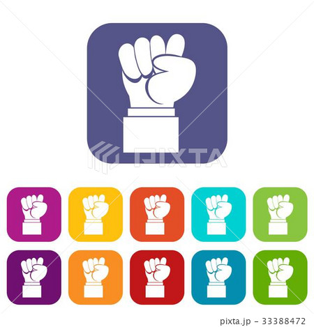 Raised up clenched male fist icons set Raised up clenched male fist icons set 33388472