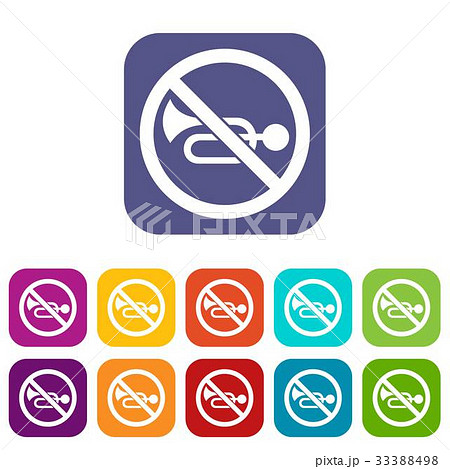 No horn traffic sign icons set 33388498