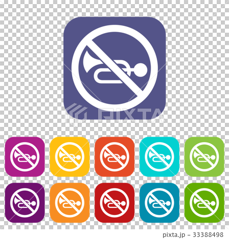 No horn traffic sign icons set 33388498