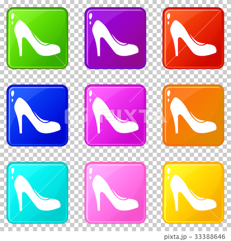 Women shoe with heels icons 9 set Women shoe with heels icons 9 set 33388646