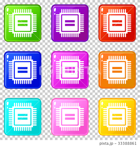 Electronic circuit board icons 9 set Electronic circuit board icons 9 set 33388861