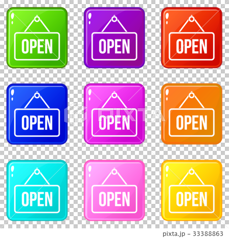 Sign open icons 9 set 33388863