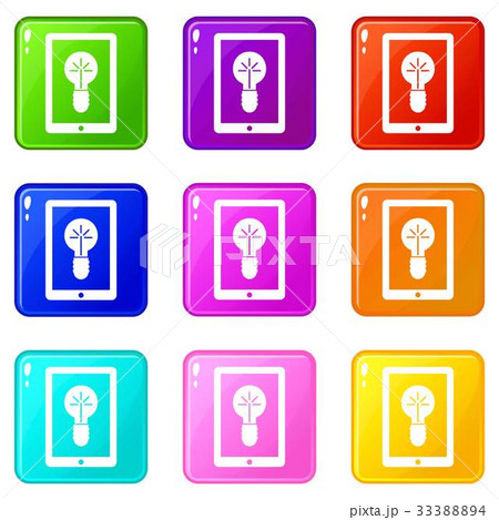 Idea lamp on gadget screen icons 9 set 33388894