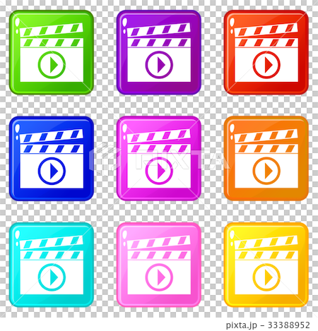 Clapperboard for movie shooting icons 9 set 33388952