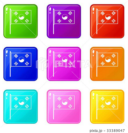 South Korea flag icons 9 set 33389047