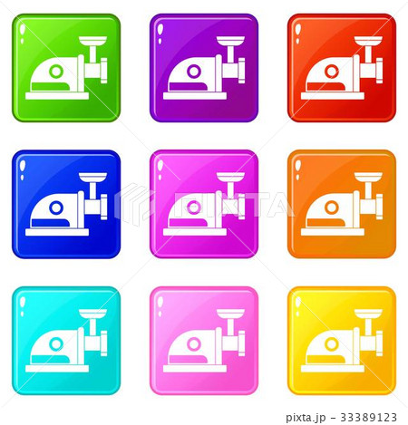 Electric grinder icons 9 set Electric grinder icons 9 set 33389123