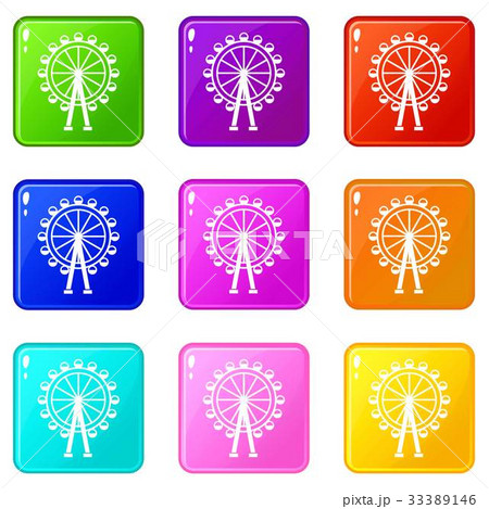 Ferris wheel icons 9 set Ferris wheel icons 9 set 33389146