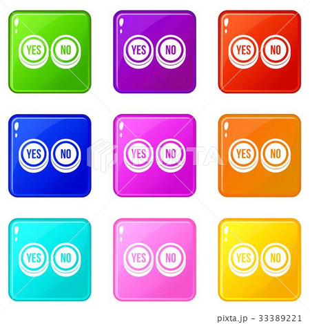 Round signs yes and no icons 9 set 33389221
