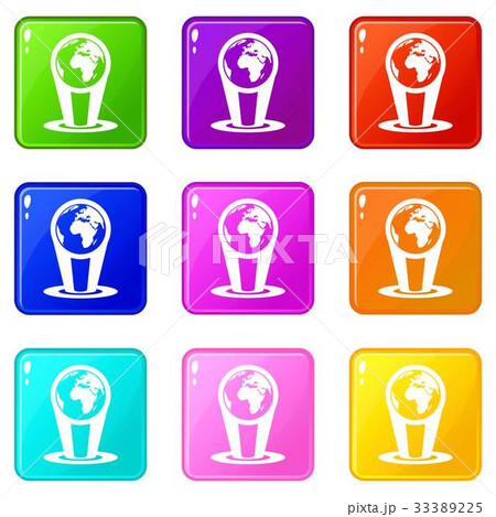 Hologram globe icons 9 set 33389225